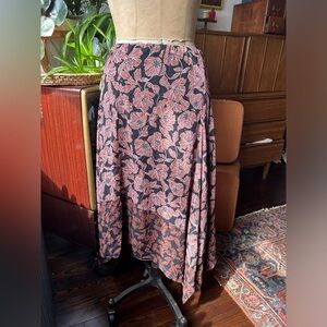Asymmetrical patterned midi skirt